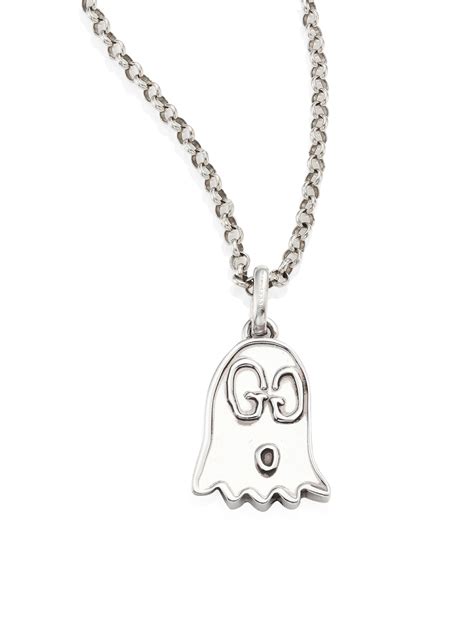 Gucci ghost pendant necklace in silver